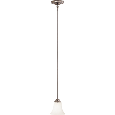 Nuvo Lighting 60/1831  Dupont - 1 Light Mini Pendant with Satin White Glass in Brushed Nickel Finish